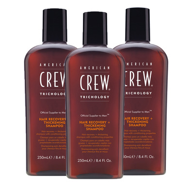 Pack 3 American Crew Hair Recovery + Thickening Shampoo