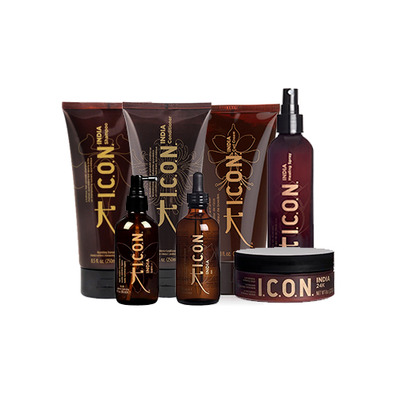 PACK ICON INDIA COMPLETO Shampoo, Conditioner, Oil, Dry Oil, Healing, 24K, Curl Cream 1000 ml