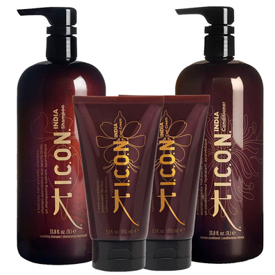 Pack Icon India Shampoo 1L + Conditioner 1L + 2 Curl Cream
