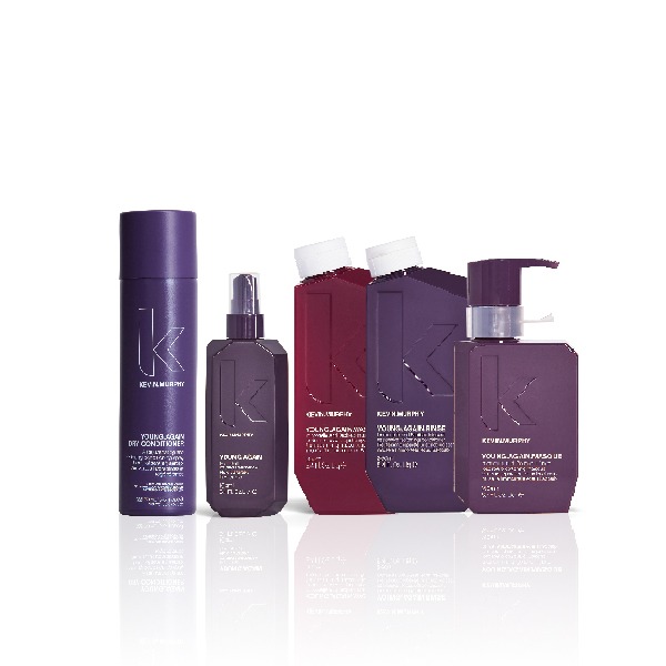 Bodegón de productos para cabellos envejecidos de la marca Kevin Murphy