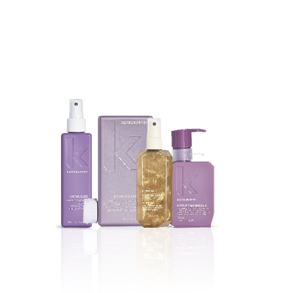 Bodegón de productos capilares hidratantes de Kevin.Murphy Hydrate