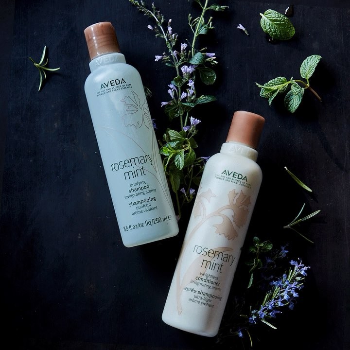 Productos naturales y calmantes romero menta de la marca Aveda